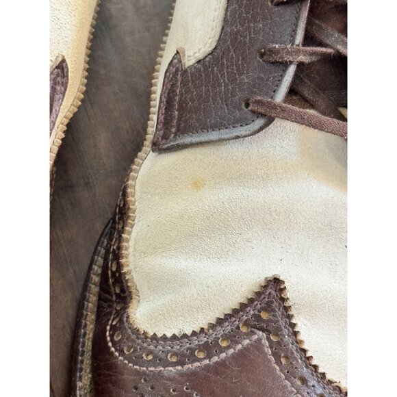 VTG 30s Freeman Spectator Two-Tone Brown/White Leather Wingtip Oxford Shoes 10 B - Picture 3 of 10